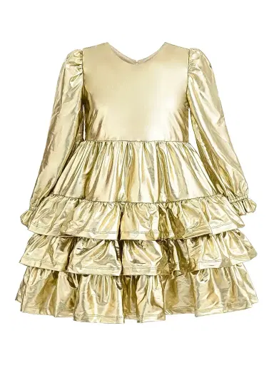 Mimi Tutu Little Girl's & Girl's Metallic Riffle Party Dress - Gold | Thumbnail 1