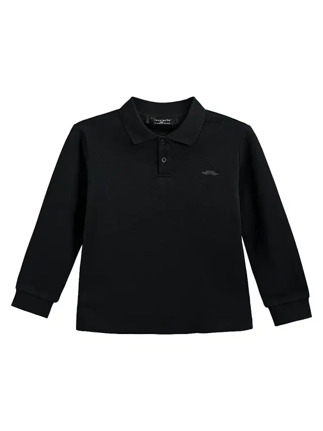 Little Boy's & Boy's Long Sleeve Polo Shirt - Black