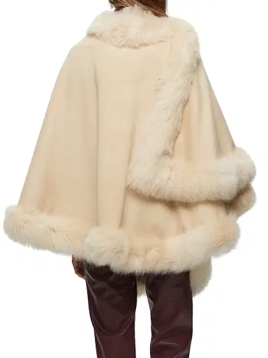 Gorski Women's Select Cashmere Capelet with Toscana Shearling Lamb Trim | Thumbnail 4 Gorski Women's Select Cashmere Capelet with Toscana Shearling Lamb Trim | Thumbnail 4