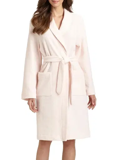 Hanro Women's Plush Wrap Robe - Light Pink - Size Large | Thumbnail 3
