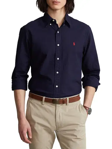 Polo Ralph Lauren Men's Garment-Dyed Classic-Fit Oxford Shirt - Navy | Thumbnail 3 Polo Ralph Lauren Men's Garment-Dyed Classic-Fit Oxford Shirt - Navy | Thumbnail 3