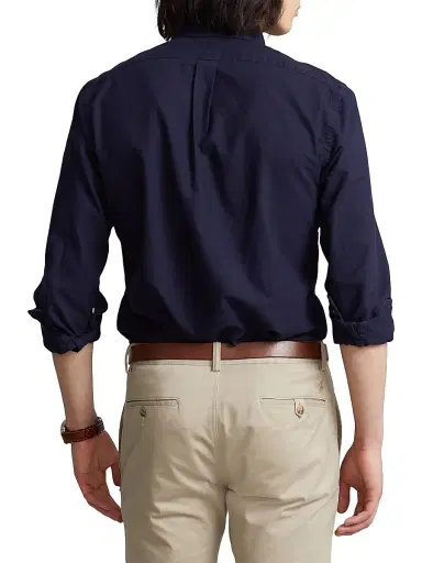 Polo Ralph Lauren Men's Garment-Dyed Classic-Fit Oxford Shirt - Navy | Thumbnail 4 Polo Ralph Lauren Men's Garment-Dyed Classic-Fit Oxford Shirt - Navy | Thumbnail 4