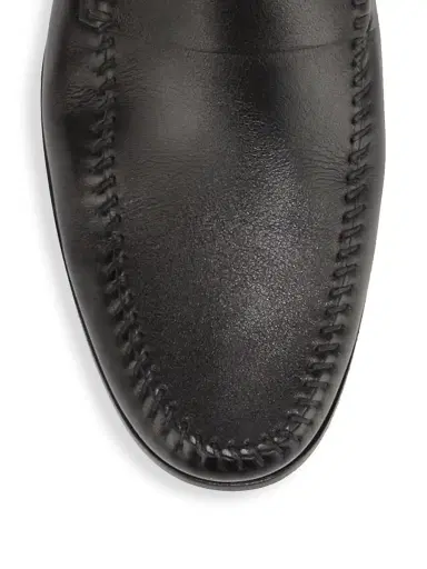Santoni Men's Paine Leather Moccasin Loafers - Black - Size 13 | Thumbnail 4 Santoni Men's Paine Leather Moccasin Loafers - Black - Size 13 | Thumbnail 4