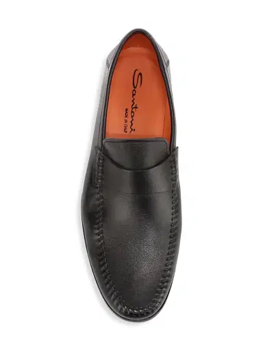 Santoni Men's Paine Leather Moccasin Loafers - Black - Size 13 | Thumbnail 5 Santoni Men's Paine Leather Moccasin Loafers - Black - Size 13 | Thumbnail 5