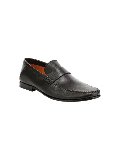 Santoni Men's Paine Leather Moccasin Loafers - Black - Size 13 | Thumbnail 1 Santoni Men's Paine Leather Moccasin Loafers - Black - Size 13 | Thumbnail 1