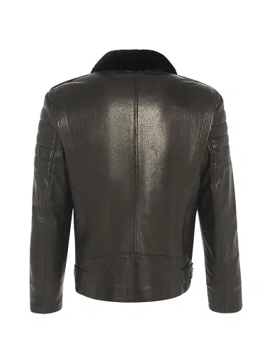 Gorski Men's Nappa Moto Jacket with Shearling Lamb - Black - Size XL | Thumbnail 2