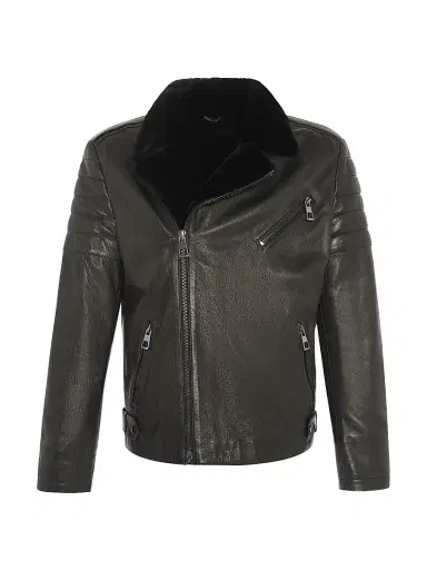Gorski Men's Nappa Moto Jacket with Shearling Lamb - Black - Size XL | Thumbnail 1