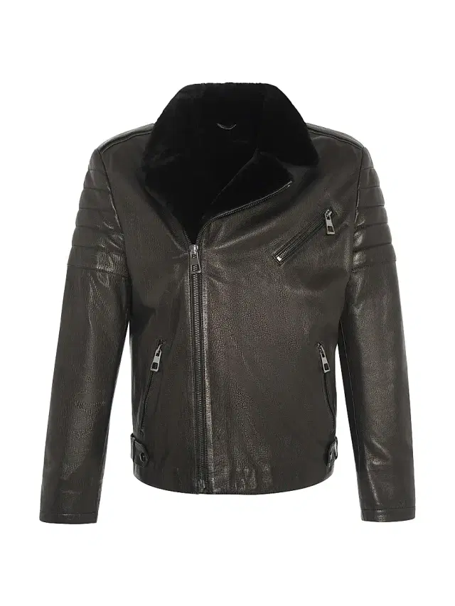 Gorski Men's Nappa Moto Jacket with Shearling Lamb - Black