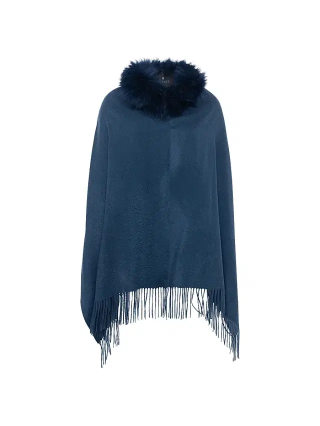 Gorski Women's Select Cashmere Stole with Select Lamb Collar - Dark Blue