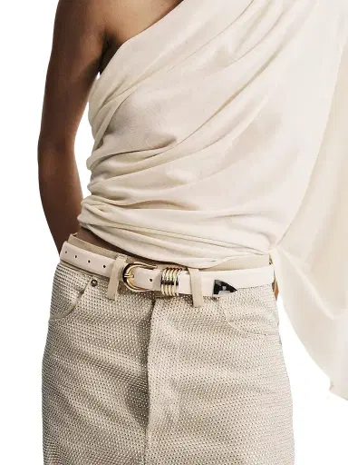 Déhanche Women's Hollyhock Mixed Metal Leather Belt - Silver | Thumbnail 1 Déhanche Women's Hollyhock Mixed Metal Leather Belt - Silver | Thumbnail 1