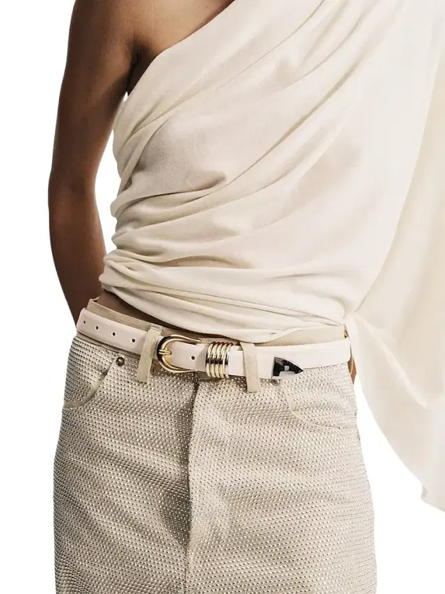 Déhanche Women's Hollyhock Mixed Metal Leather Belt -  Silver