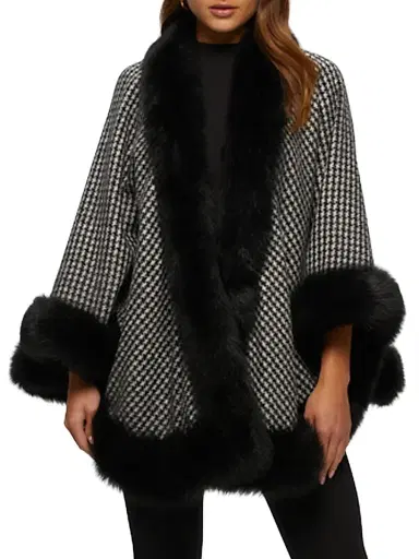 Gorski Women's Select Cashmere Capelet with Toscana Shearling Lamb Trim | Thumbnail 2