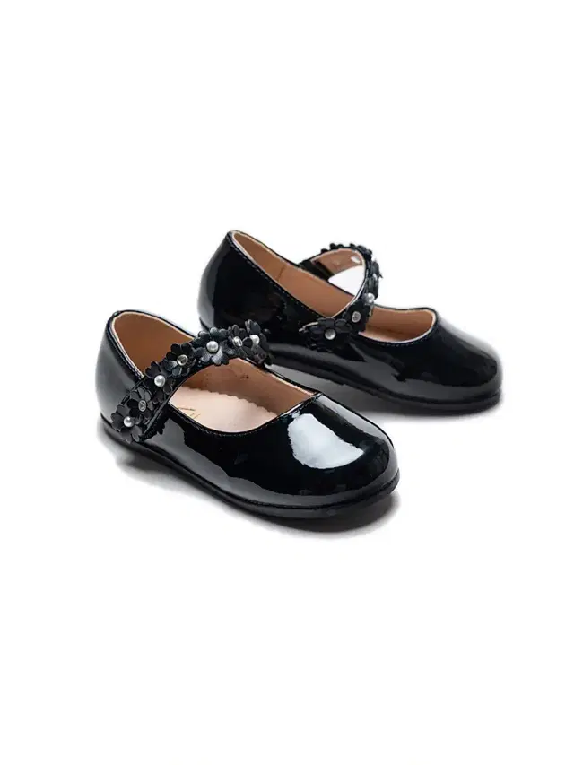Baby Girl's Amelia Floral Band Flats - Black 10 (Toddler)