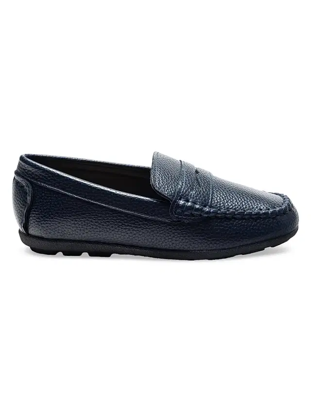 Faux Leather Penny Loafers - Navy 4 (Child)