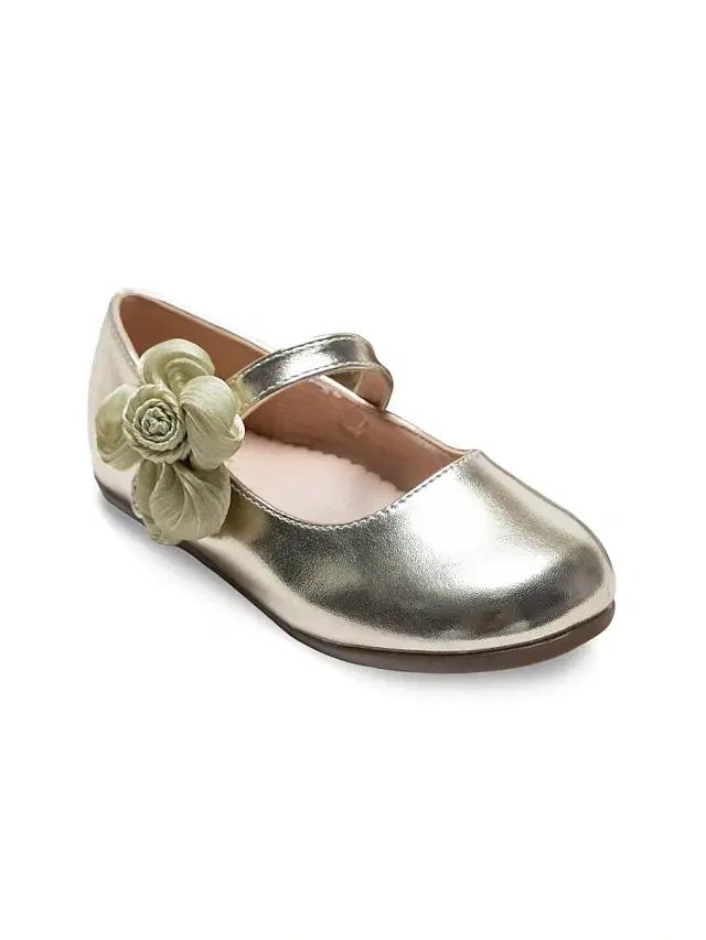 Tulleen Girl's Yasmine Blooming Flats - Gold 10 (Toddler)