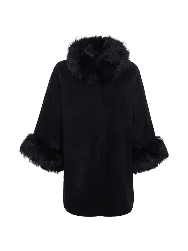 Gorski Women's Cashmere and Wool Blend Cape with Select Lamb Trim - Black