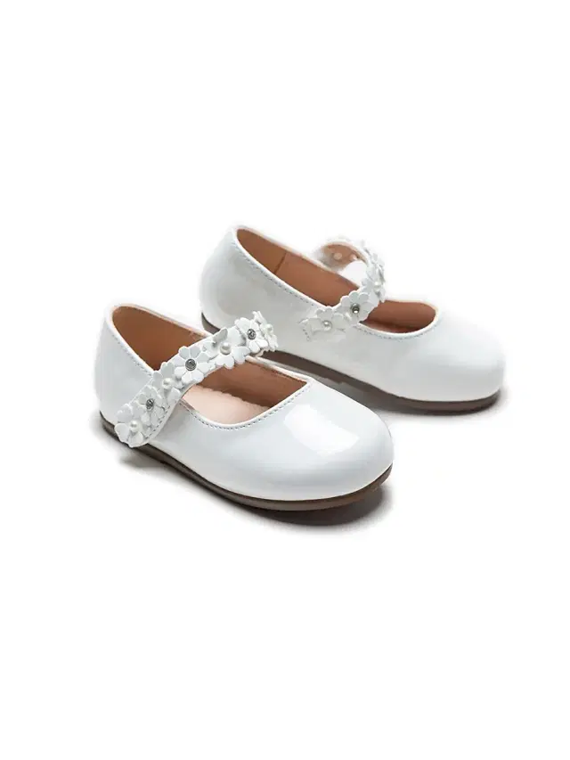 Baby Girl's Amelia Floral Band Flats - White 9 (Toddler)
