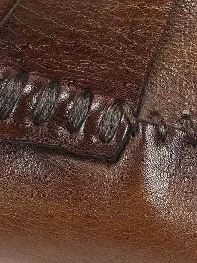 Santoni Men's Paine Leather Moccasin Loafers - Brown - Size 12 | Thumbnail 6
