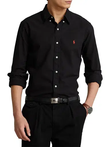 Polo Ralph Lauren Men's Garment-Dyed Classic-Fit Oxford Shirt - Black - Size XXL | Thumbnail 4 Polo Ralph Lauren Men's Garment-Dyed Classic-Fit Oxford Shirt - Black - Size XXL | Thumbnail 4