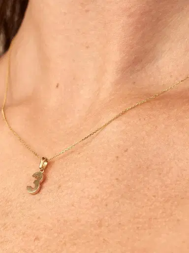 Oradina Women's 14K Yellow Gold My Number Pendant Charm - Number 4 Gold | Thumbnail 4