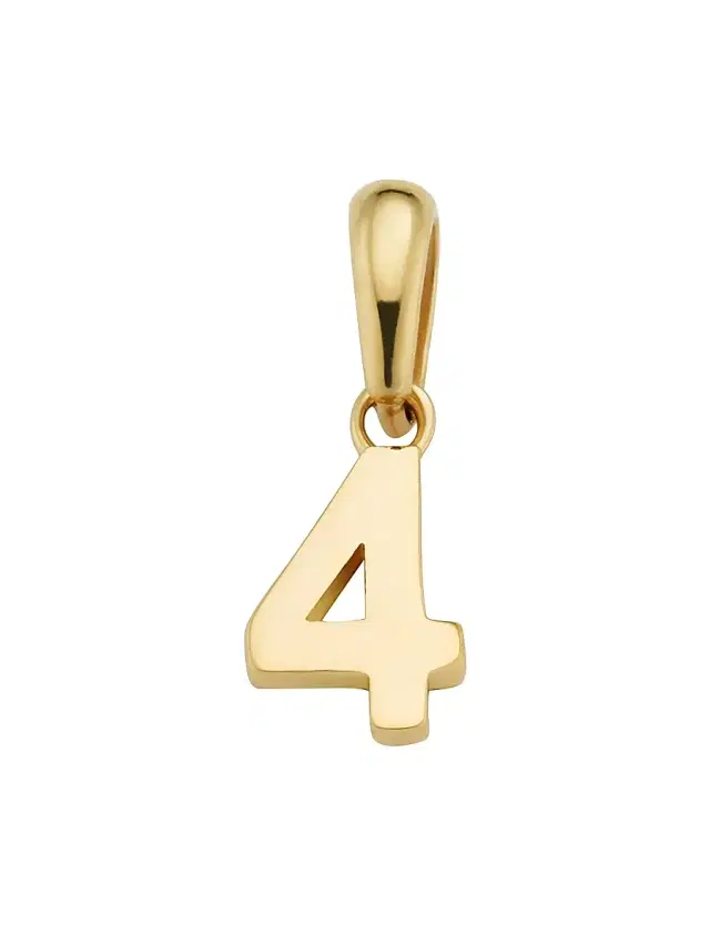 Women's 14K Yellow Gold My Number Pendant Charm - Number 4 Gold