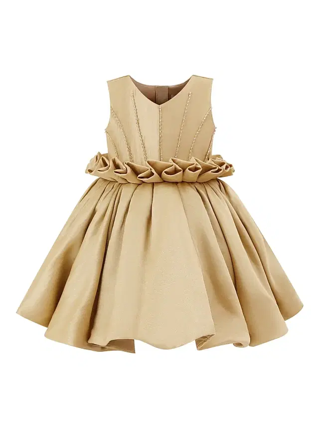 Tulleen Baby Girl's Luminara Dress - Gold 12 Months