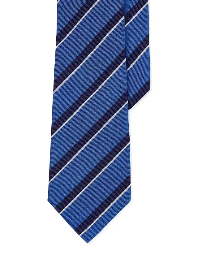 Men's Striped Silk Tie - Blue Navy