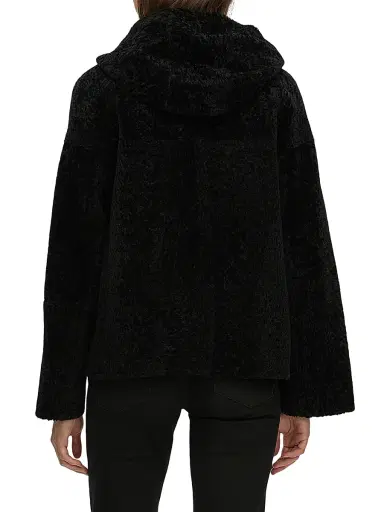 Gorski Women's Reversible New Zealand Shearling Lamb Zip Parka - Black | Thumbnail 4