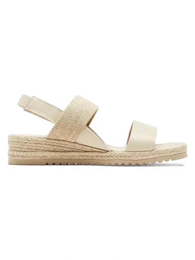 La Canadienne Women's Rowena 40MM Leather Espadrille Sandals - Milk Pebble