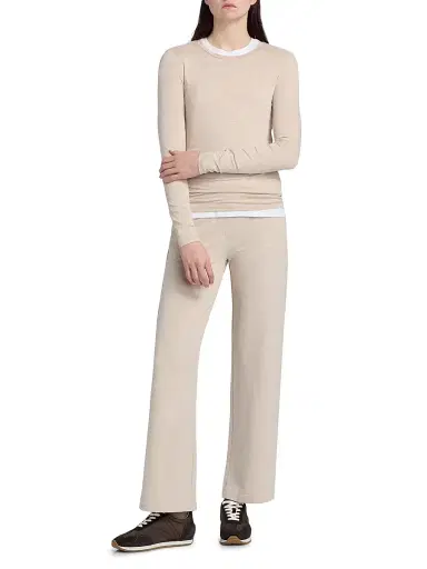 MAJESTIC FILATURES Women's Soft Touch Crewneck Long-Sleeve Top - Ecru Chine - Size Large | Thumbnail 2