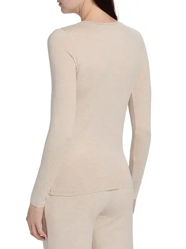 MAJESTIC FILATURES Women's Soft Touch Crewneck Long-Sleeve Top - Ecru Chine - Size Large | Thumbnail 5