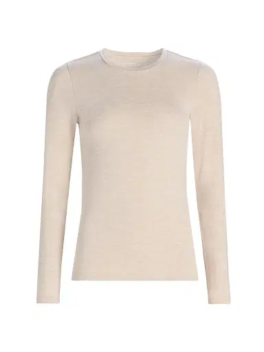 MAJESTIC FILATURES Women's Soft Touch Crewneck Long-Sleeve Top - Ecru Chine - Size Large | Thumbnail 1