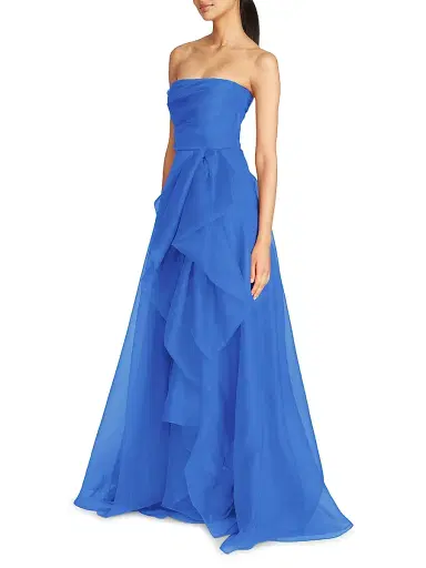 THEIA Women's Teresa Draped Tulle Gown - Cornflower Blue - Size 16 | Thumbnail 3 THEIA Women's Teresa Draped Tulle Gown - Cornflower Blue - Size 16 | Thumbnail 3