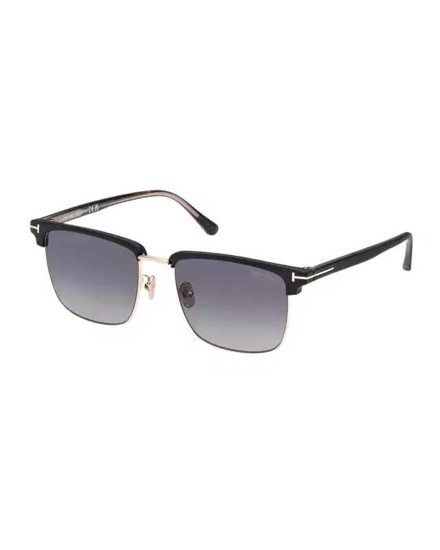 TOM FORD Men 's FT0997-Hudson Half-Rim Square Sunglasses