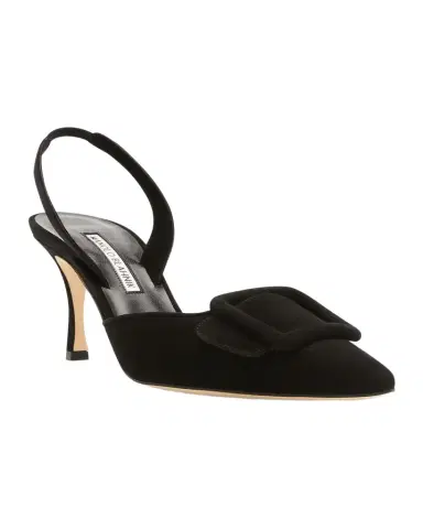 Manolo Blahnik Maysli Suede Buckle Halter Pumps | Thumbnail 1 Manolo Blahnik Maysli Suede Buckle Halter Pumps | Thumbnail 1