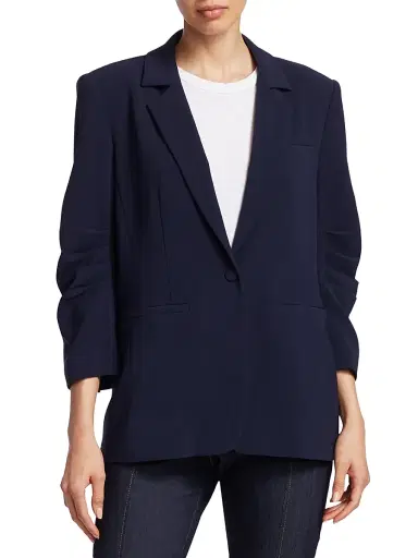 Cinq à Sept Women's Khloe Crepe Ruched Blazer - Navy - Size 0 | Thumbnail 3