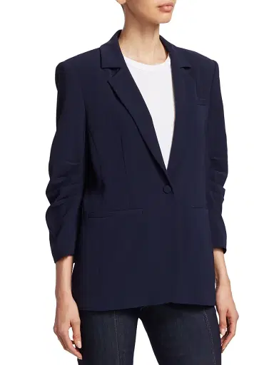 Cinq à Sept Women's Khloe Crepe Ruched Blazer - Navy - Size 0 | Thumbnail 4