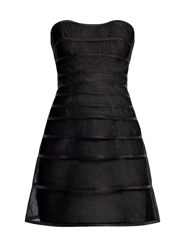 BCBGMAXAZRIA Women's Sheer Volume Strapless Minidress - Black