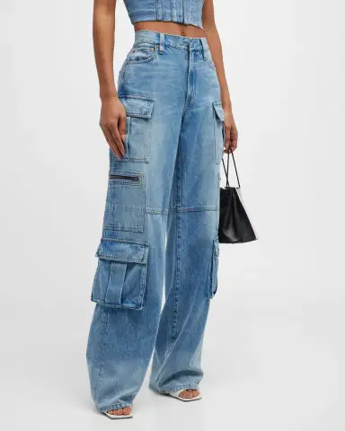 ALICE + OLIVIA Cay Baggy Denim Cargo Pants | Thumbnail 3