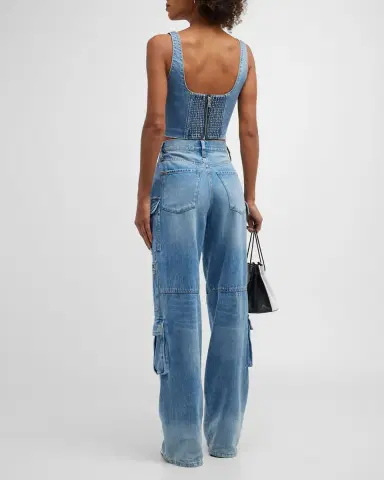 ALICE + OLIVIA Cay Baggy Denim Cargo Pants | Thumbnail 6