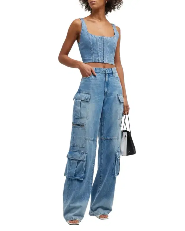 ALICE + OLIVIA Cay Baggy Denim Cargo Pants