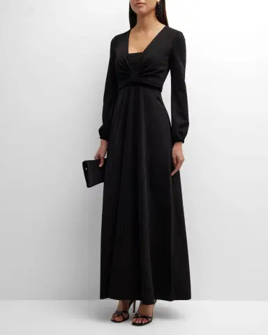 Emporio Armani Deep V-Neck Shimmer Jersey Maxi Dress | Thumbnail 2 Emporio Armani Deep V-Neck Shimmer Jersey Maxi Dress | Thumbnail 2