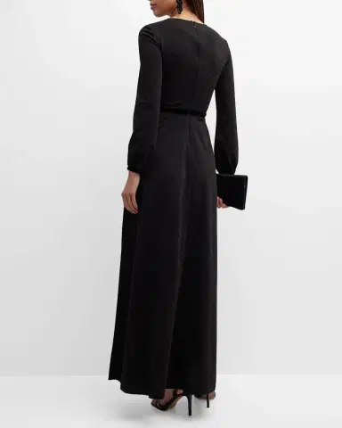 Emporio Armani Deep V-Neck Shimmer Jersey Maxi Dress | Thumbnail 4 Emporio Armani Deep V-Neck Shimmer Jersey Maxi Dress | Thumbnail 4