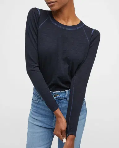 Veronica Beard Mason Long Sleeve Baseball Tee | Thumbnail 7