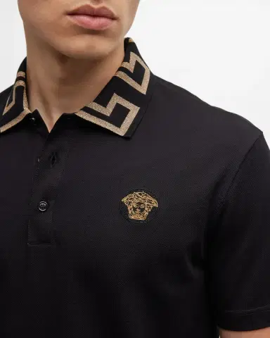 Versace Men's Greca-Collar Polo Shirt | Thumbnail 4