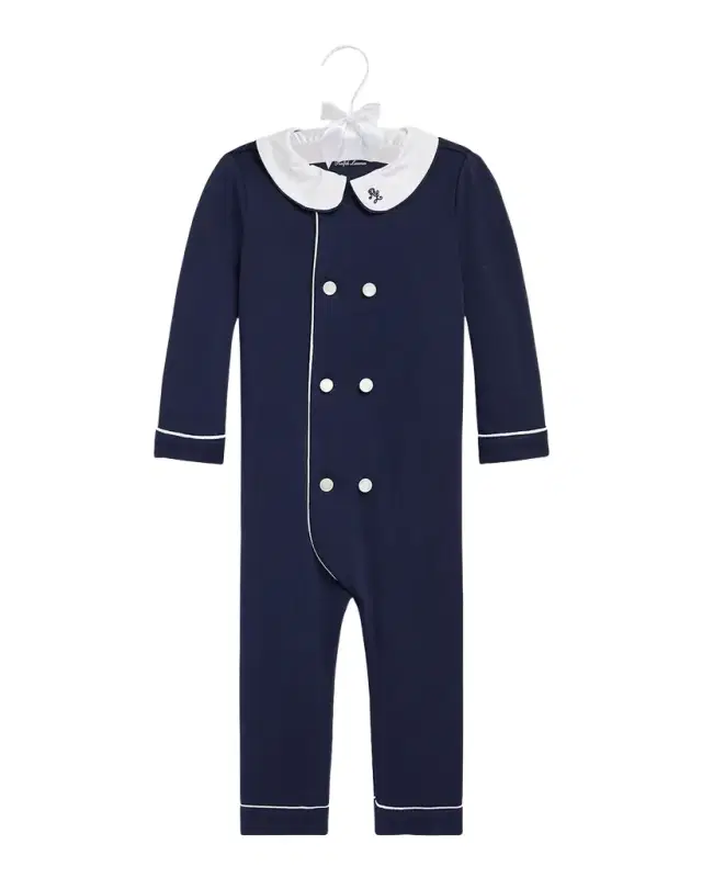 Boy 's Double Breasted Embroidered Coverall, Size 3M-24M