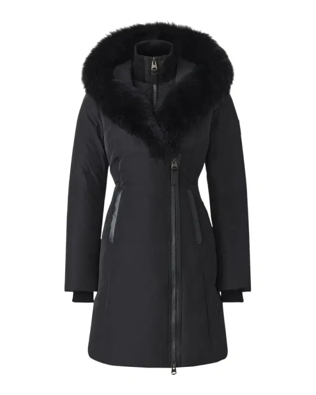 Mackage Kay Layered Parka Coat w/ Shearling Trim