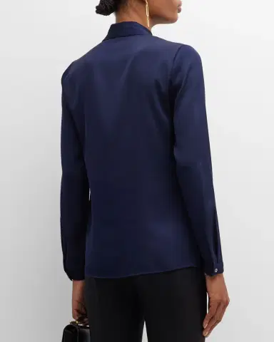 Kobi Halperin Nellie Pleated V-Neck Long-Sleeve Blouse | Thumbnail 2 Kobi Halperin Nellie Pleated V-Neck Long-Sleeve Blouse | Thumbnail 2