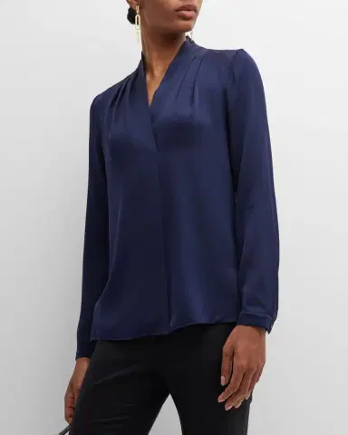 Kobi Halperin Nellie Pleated V-Neck Long-Sleeve Blouse | Thumbnail 3 Kobi Halperin Nellie Pleated V-Neck Long-Sleeve Blouse | Thumbnail 3