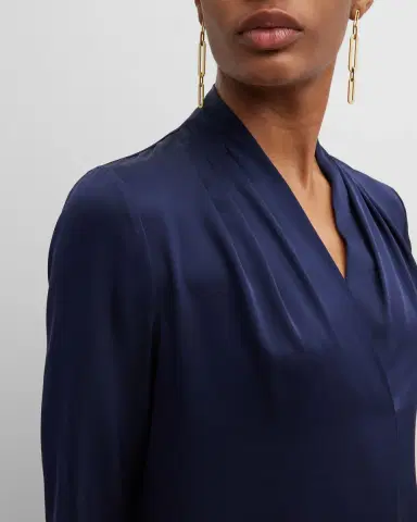 Kobi Halperin Nellie Pleated V-Neck Long-Sleeve Blouse | Thumbnail 5 Kobi Halperin Nellie Pleated V-Neck Long-Sleeve Blouse | Thumbnail 5
